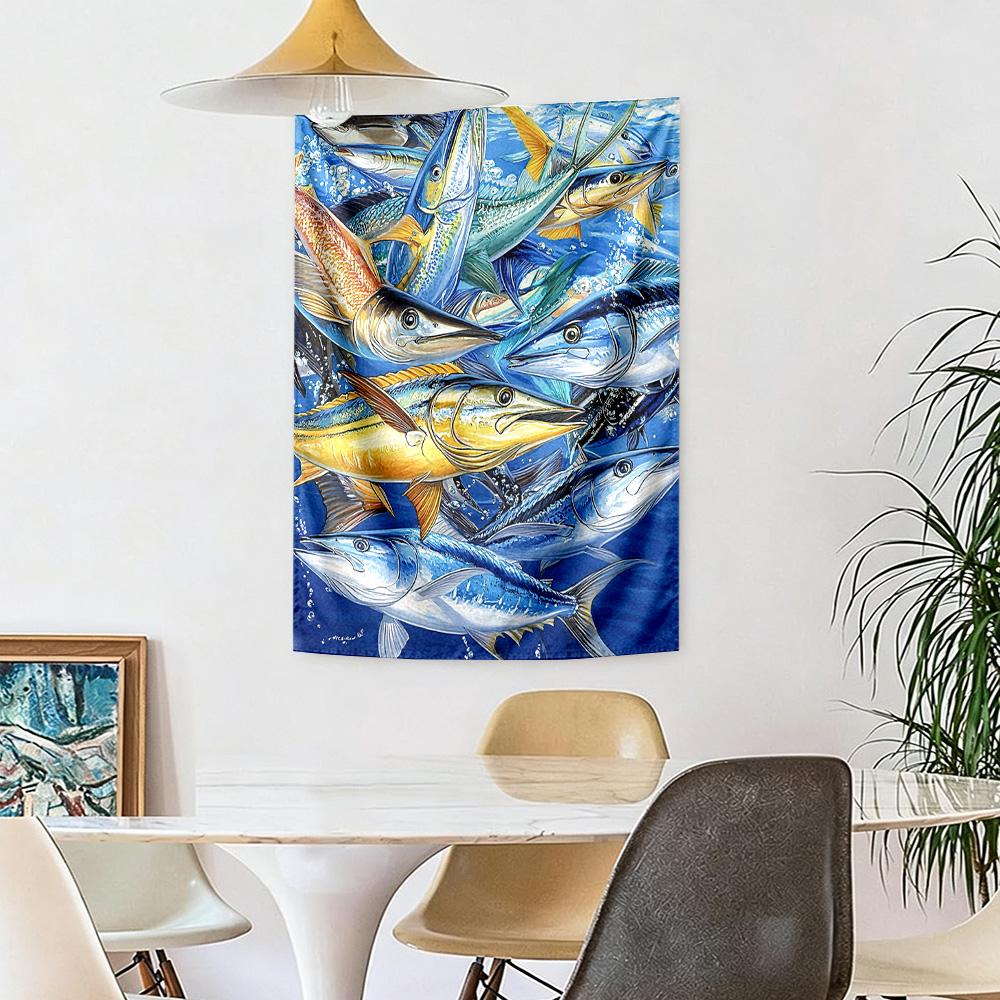 Fish Wall Decor Tapestry Art For Pet Memorial Birthdaywedding Party Backdrop Family Gift