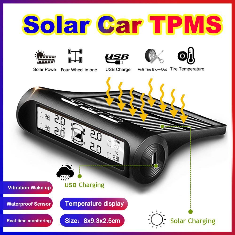 TPMS Датчик давления в шинах на солнечной батарее Система контроля давления в шинах автомобиля с 4 внешними датчиками колес TMPS