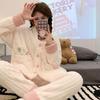 Maiden Flannel Pajamas Female Autumn Winter New Style Sweet Cardigan Can Be Worn Outside Coral Fleece Loungewear Set Pajamas