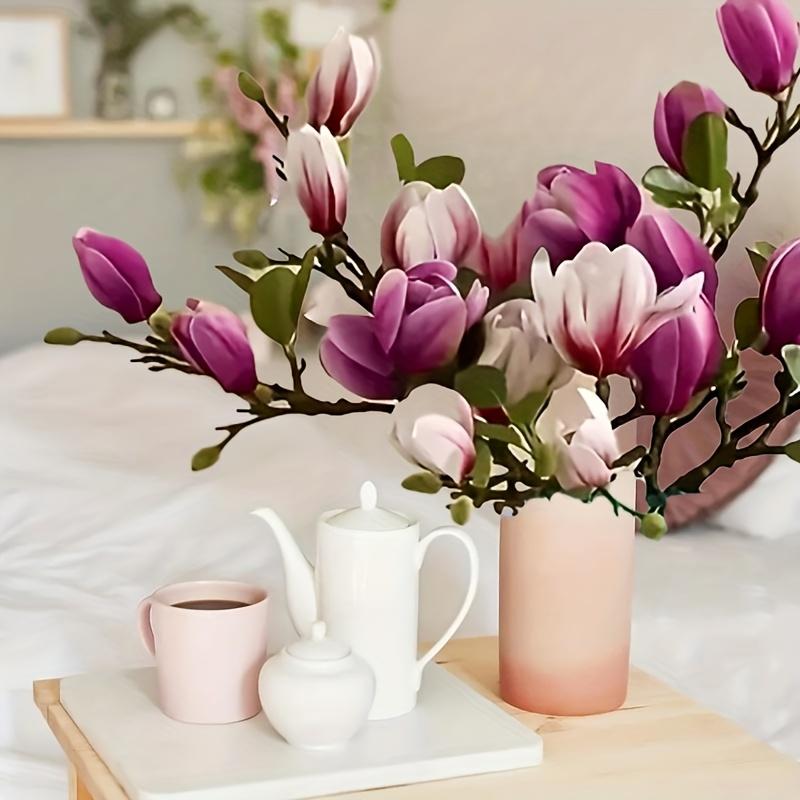 Роскошный набор «Нефритовый орхидей» из 6 штук - Реалистичные лепестки и листья, Декоративное украшение для приставного столика в гостиной, Подходит для дома, офиса, 3 фиолетовых 3 розовых