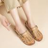 Flat Heel Soft Soled Sandals Hollow-out Breathable Genuine Leather Retro Hole Women's Shoes