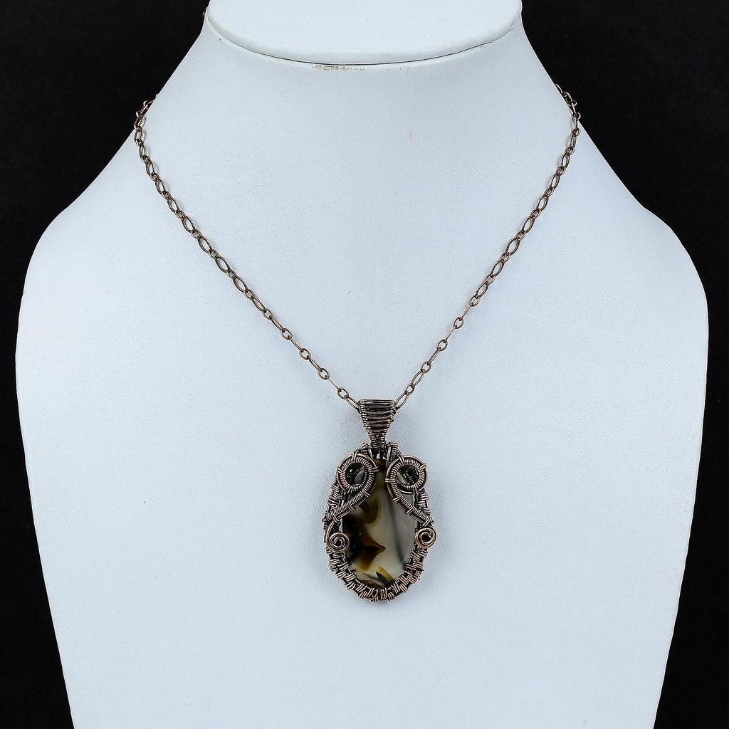 Монтана Агат Подвеска Медная Проволока Обернутая Ювелирные Изделия Подвеска Из Драгоценного Камня Элегантный Подвеска Ювелирные Изделия Ручной Работы Медная Проволока Обернутая Подвеска Подарок Для Него