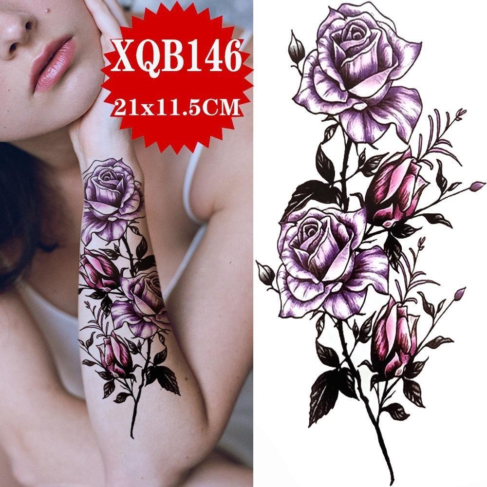 1PCS Sexy Flower Waterproof Temporary Tattoo Sticker Chest Rose Glitter Tattoo Body Art Arm Fake Flower Tattoo Woman