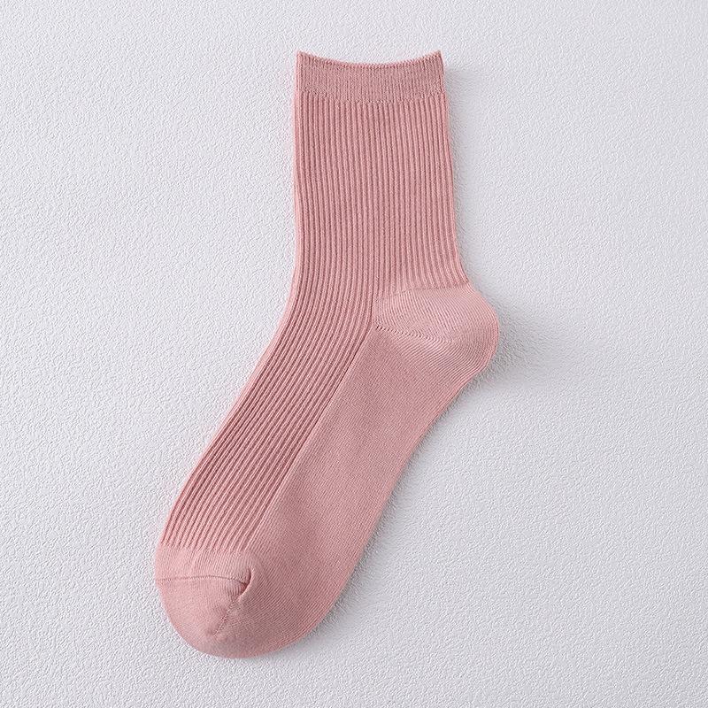 Autumn and Winter Women Pure Color Socks Casual Cotton Breathable Fashion Sports Sock