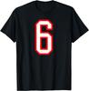 Red Number 6 Graphic Black T-shirt