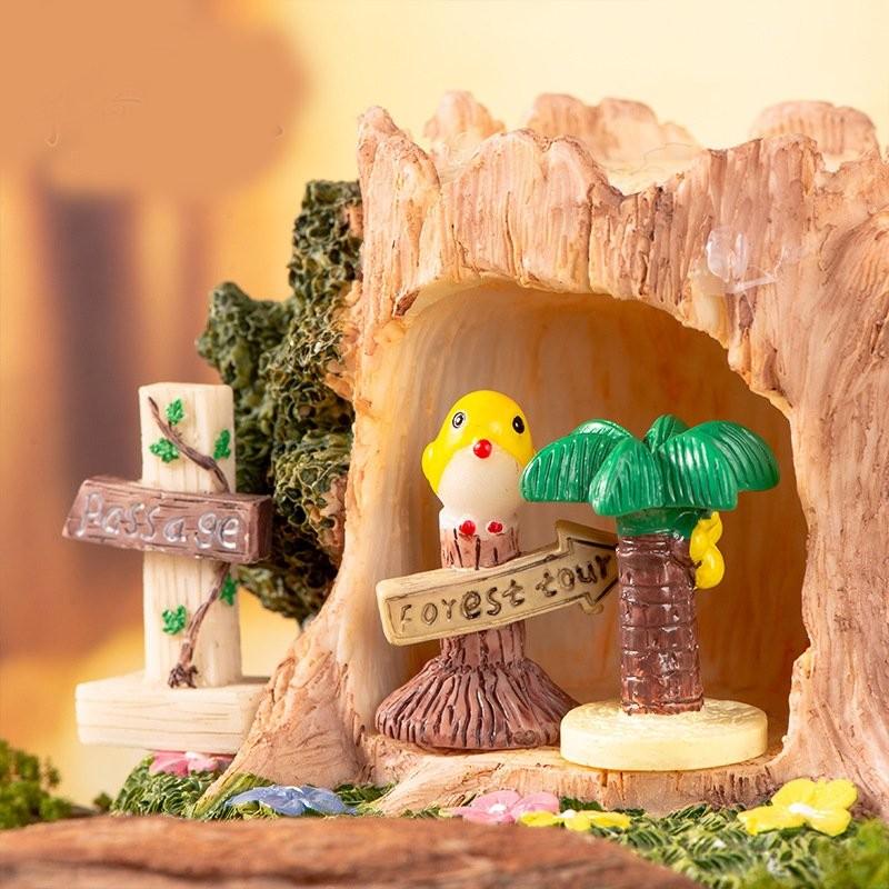 Adorable Zakka Resin Direction Sign Stumps For Moss Micro Landscape Decoration