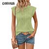 Women's Summer New Round Neck Jacquard Short-sleeved Loose T-shirt Vest