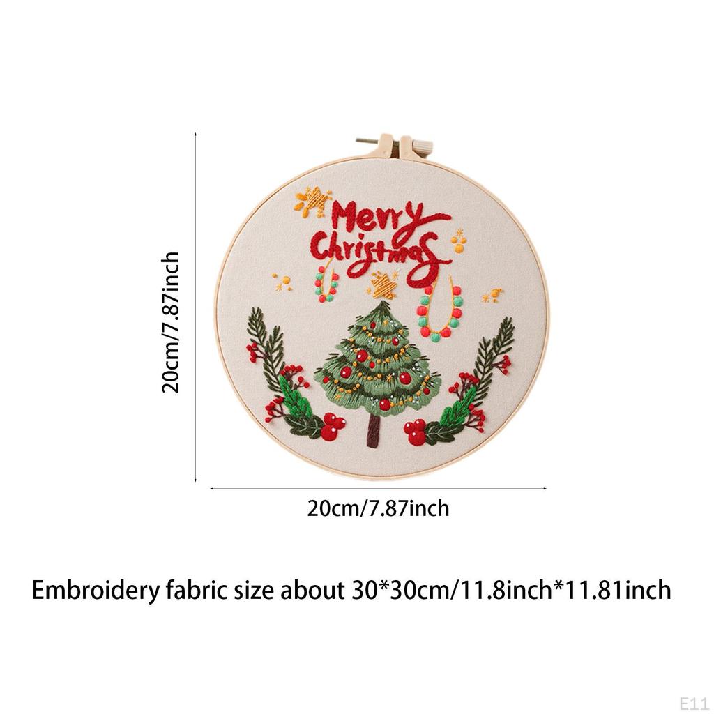 Christmas Cross Stitch Kit with 20cm Embroidery Hoop for DIY Crafting