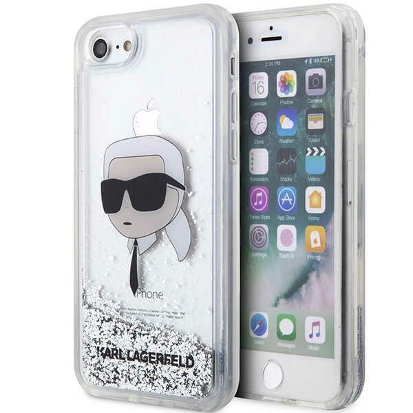 Etui do iPhone 7 Karl Lagerfeld Glitter Karl Head Srebrne