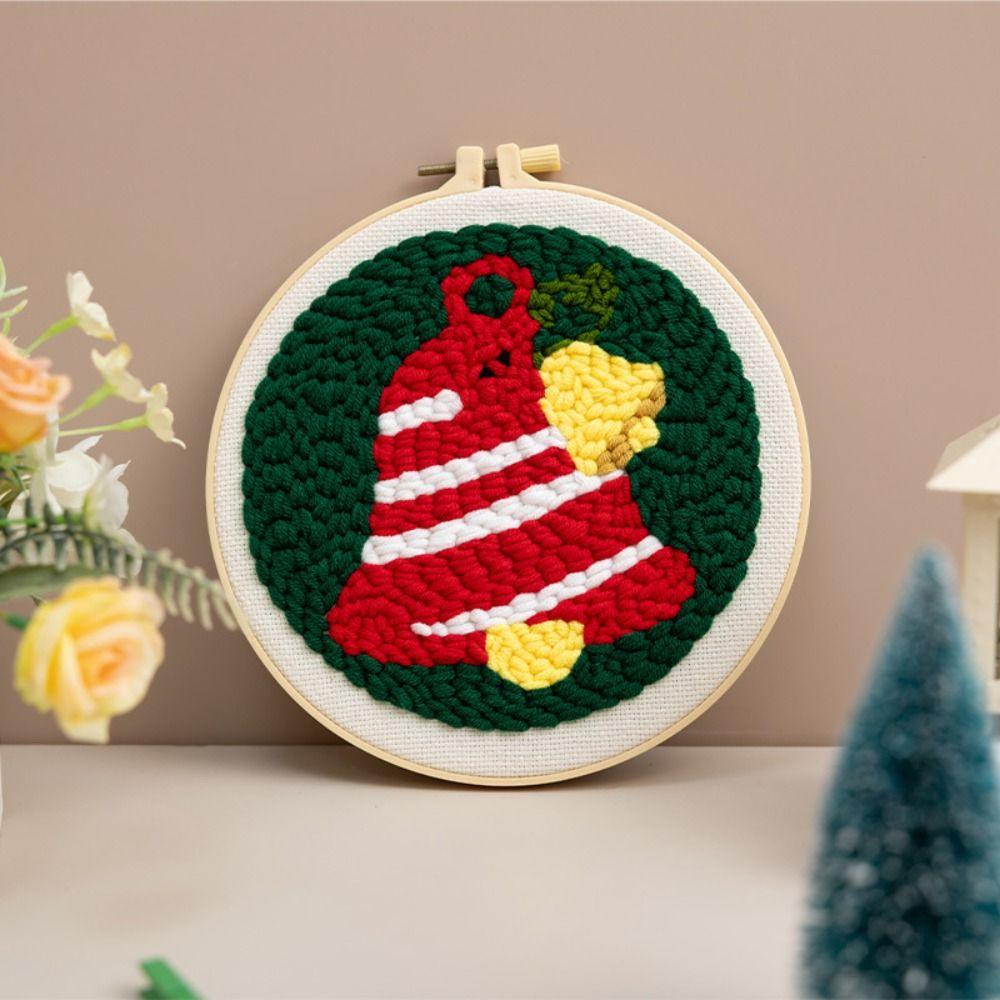 Handmade Yarn Art Punch Needle Kit Merry Christmas Rug Hooking Kit Yarn Craft Kit Handmade Gift