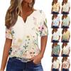 Women's T Shirt Print Button Short Sleeve Daily Weekend Fashion Basic V-Neck Regular Top