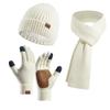 Couple Style Warm Wool Hat Knitted Plus Velvet Thickened Adult Hat Scarf Gloves Three-piece Set
