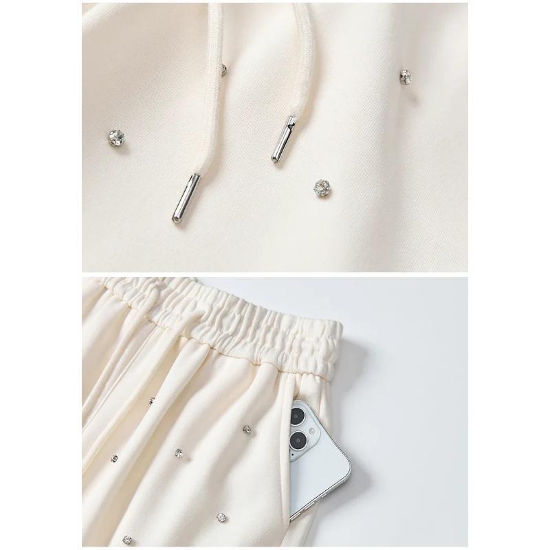 Heavy Industry Hot Diamond Wide Leg Pants for Women's Spring New Casual High Waist Loose Straight Tube Drop Floor Dragging Pants