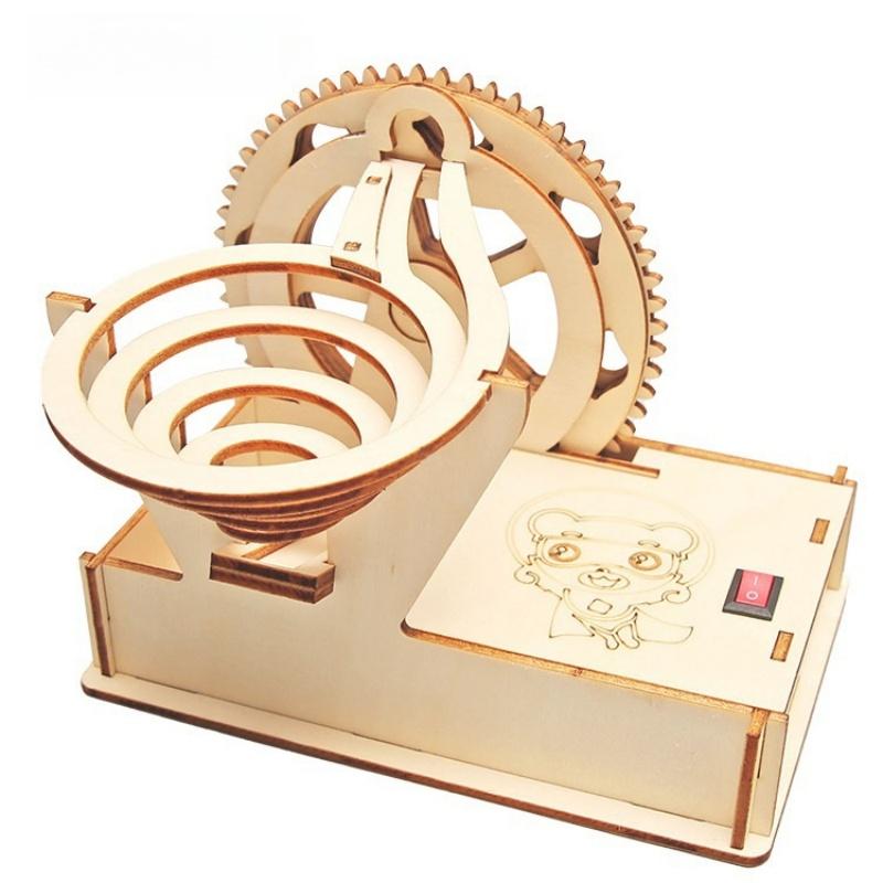 DIY Wooden Electric Track Steel Ball Slide Toy Kids Physics Science Toys Experimental STEM Kit Learning Educational for Kid Gift