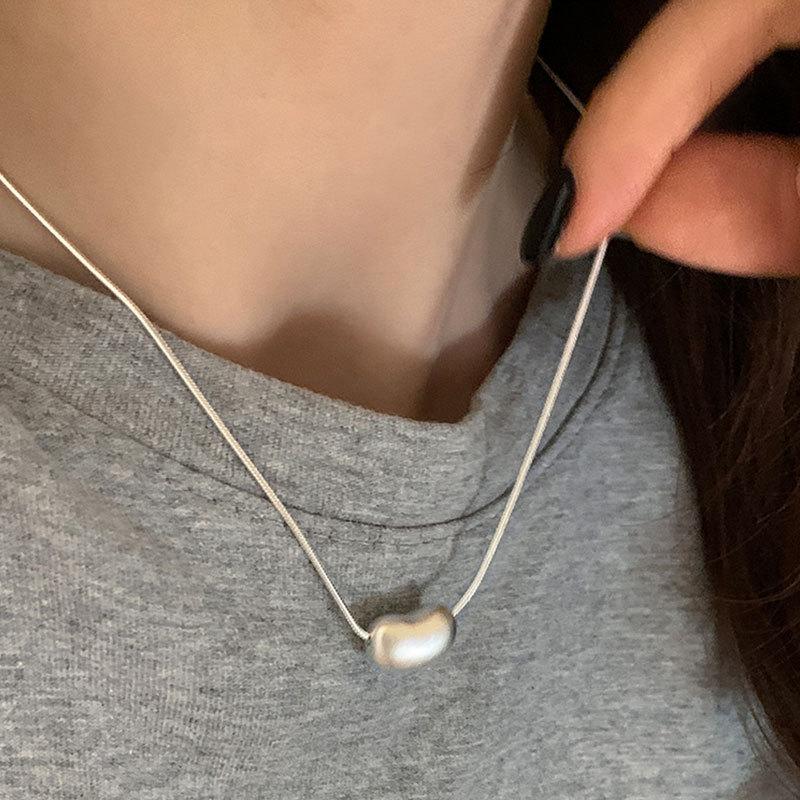 Niche Simple Matte Bean кулон ожерелье женское легкое роскошное уникальное модное темпераментное трендовое универсальное шейное колье свитер цепочка
