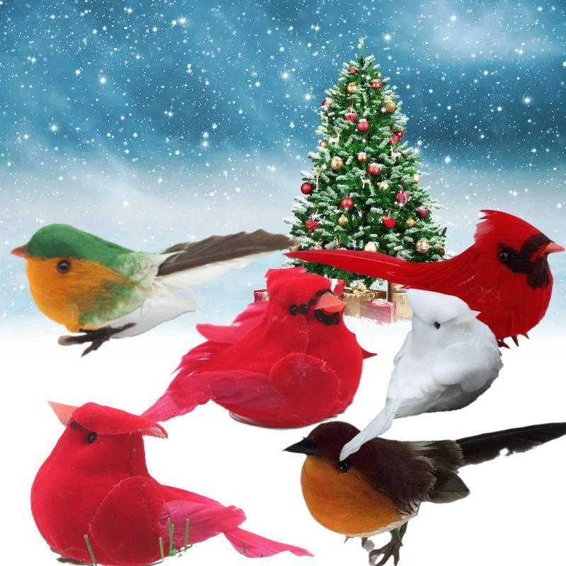 Whimsical Natural Material Robin Bird Ornament For Holiday Tree Decor Style