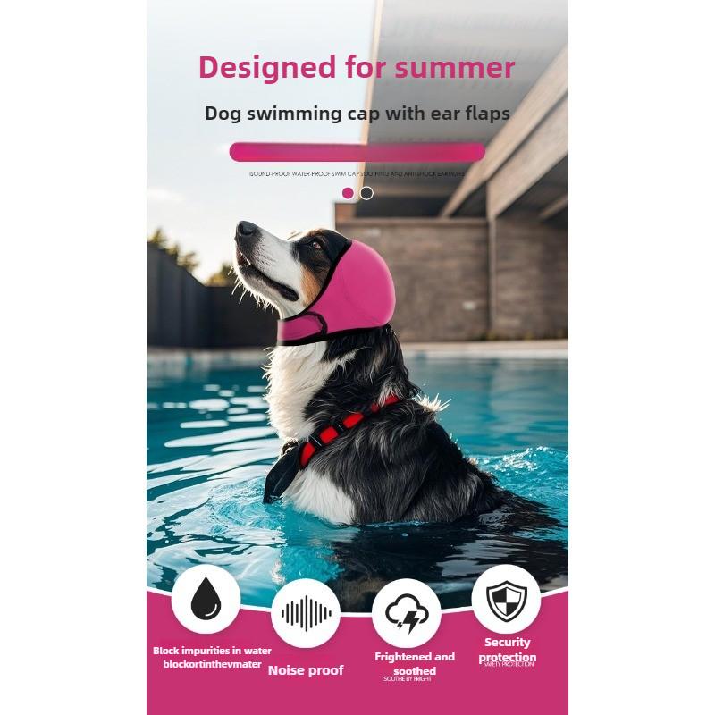 Pet Dog Ear Muffs - Summer Swimming Waterproof Headgear Noise Reduction & Soundproofing Anti-Fright Emotional Calming Headgear