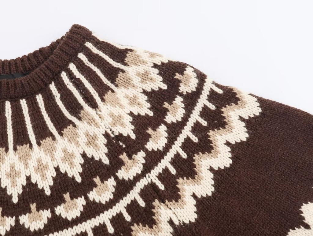 European and American style, new women's clothing, foreign style jacquard short-sleeved knitted sweater 3920/089/087