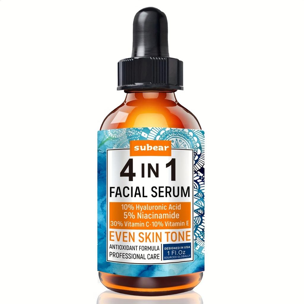 4-in-1 Vitamin C, Niacinamide, Hyaluronic Acid Vitamin E Face Serum for Brighter, Hydrated and Younger-Looking Skin