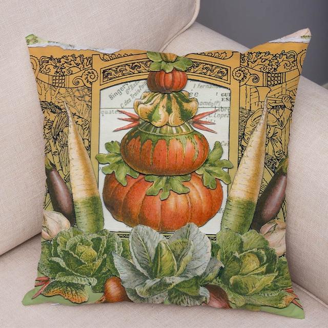 Color Watercolor Pumpkin Pillowcase Super Soft Polyester Decorative Plant Cactus Cushion Cover Suitable for Car Sofa Pillowcase