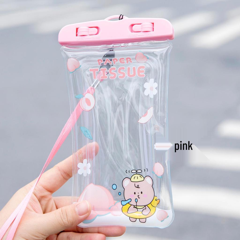 Мультяшный водонепроницаемый чехол-подушка безопасности для телефона - Милый прозрачный чехол с сенсорным экраном для плавания и рафтинга