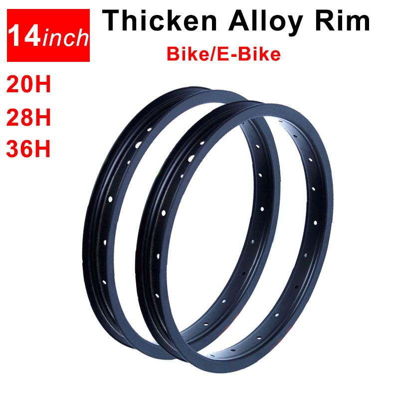 1PC/2PCS 14inch Black Bicycle Rim 20H 28H 36H Electric Bike Rims Aluminum Alloy 30mm Thickened Folding Bikes Rims E Bike Rims