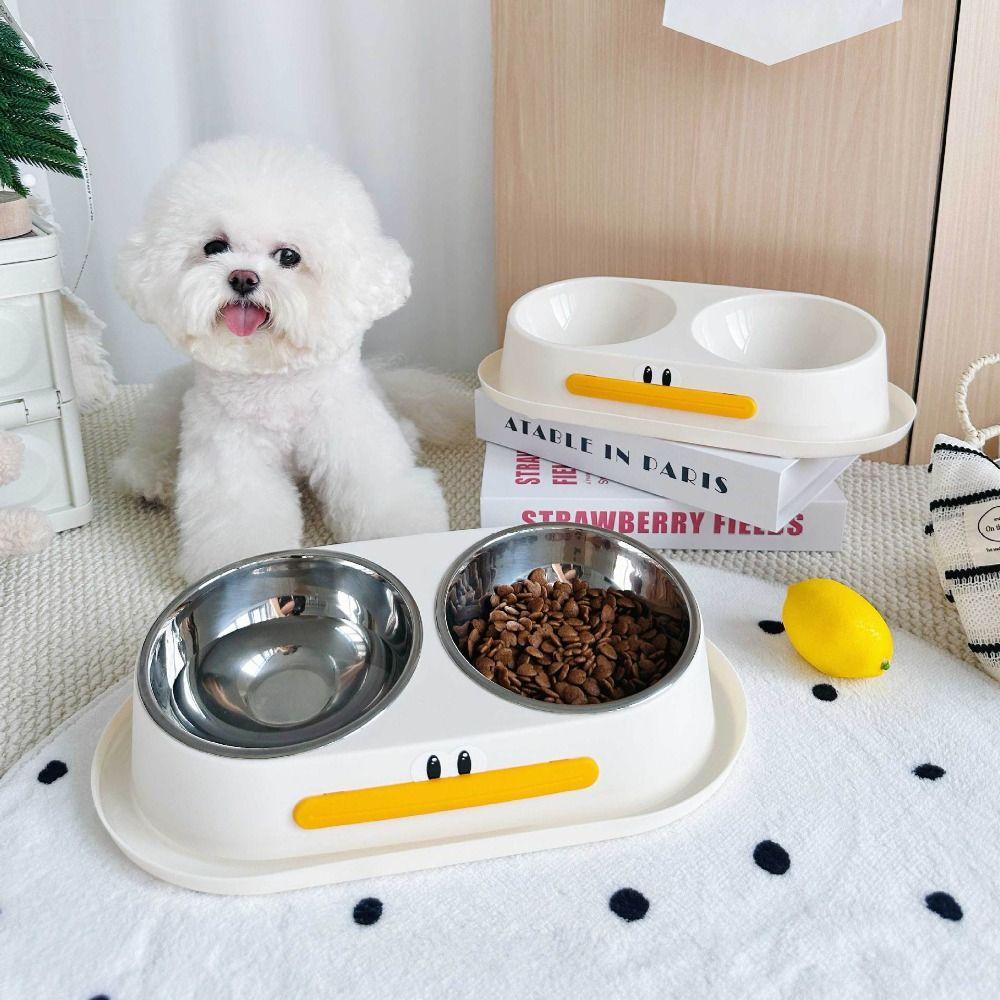 Stainless Steel Elevated Pet Feeder Anti Slip Pet Drinking Bowl with Stand  Neck Protection