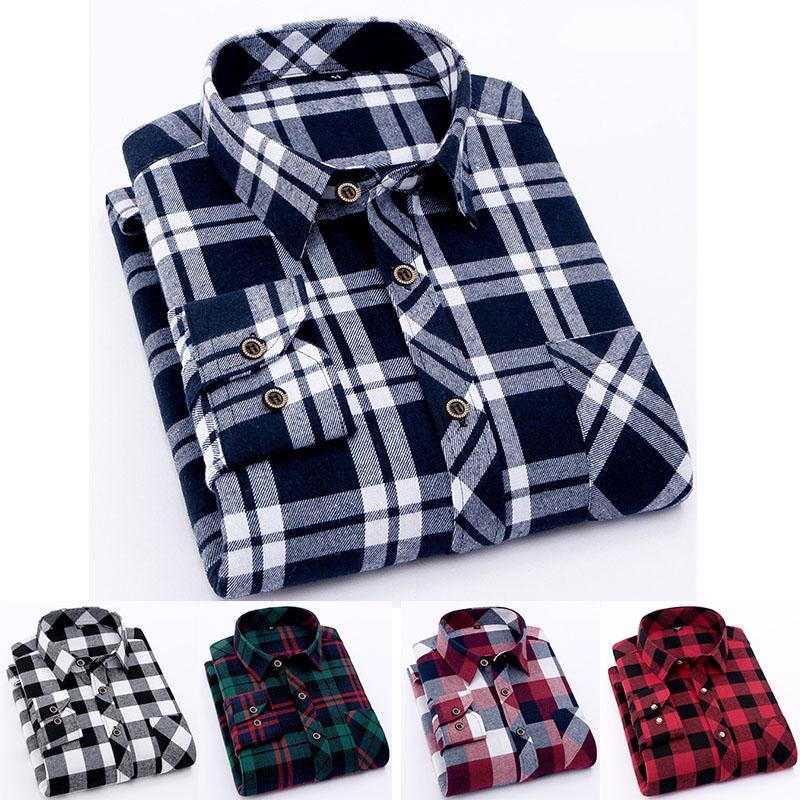 Мужские повседневные рубашки с длинным рукавом Chemise Homme Мужские рубашки в клетку