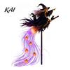 Halloween Outdoor Decorations Solar Witch Garden Stake Light, Waterproof Metal Flying Broomstick Weather Resistant Figures Pathway Light