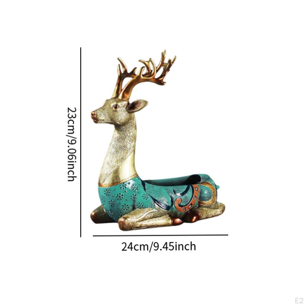 Decorative Deer Statue Animal Sculpture Key Holder with Open Bowl for Easy Storage Suitable