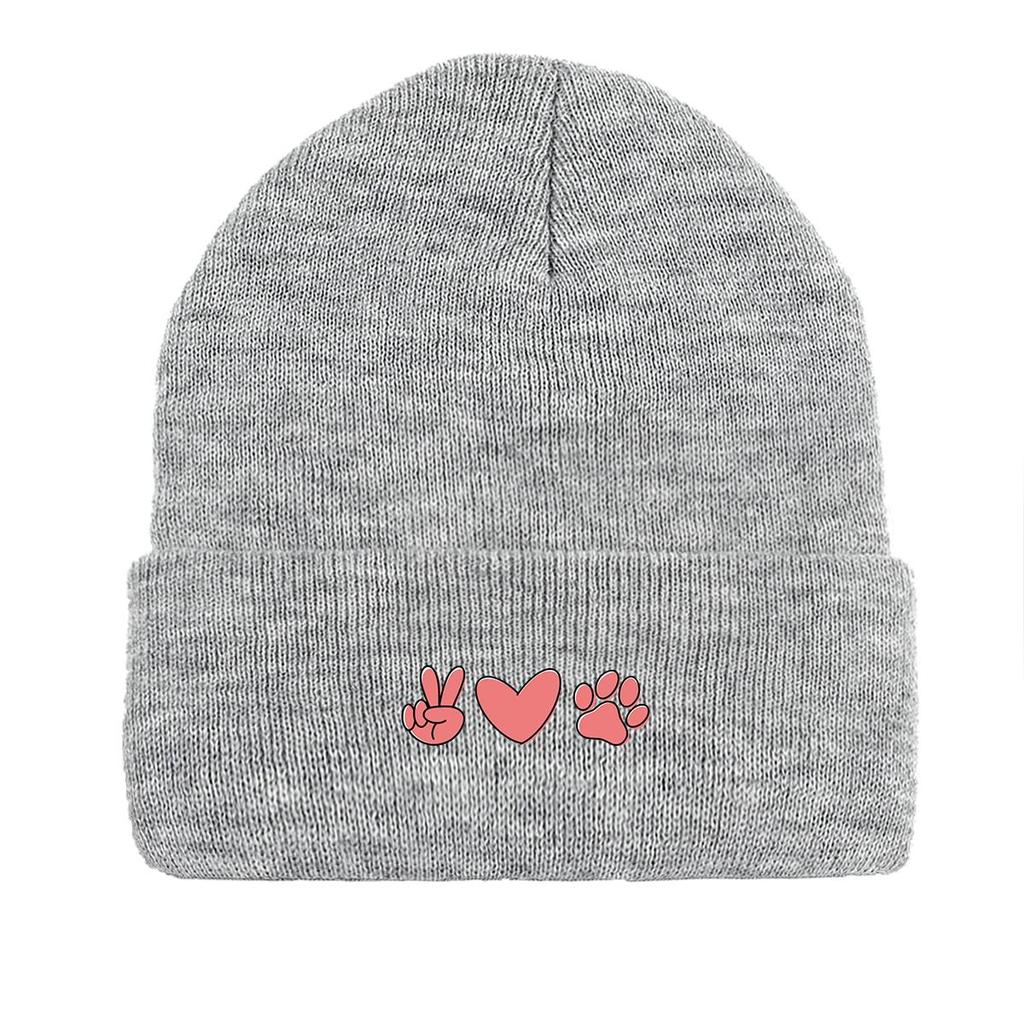 V Жесты Сердце Собака Лапа Принт Вязаная Шапка Шапочка, Кепка Животное Человек Осенняя Мягкая Повседневная Шапка-Боббл Вязаная Шапка Шапочка