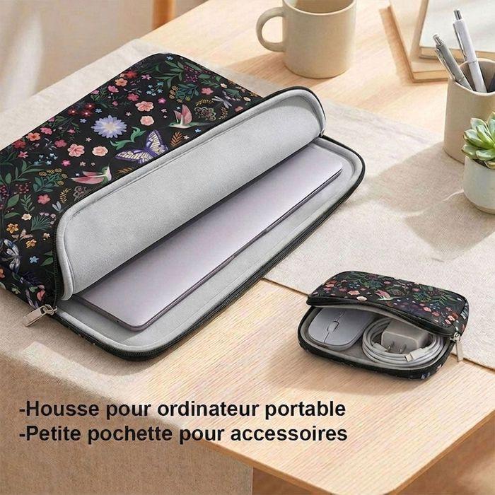 Housse Ordinateur 15" avec Pochette, pour MacBook Pro/Air Surface Pro HP - Motif Floral