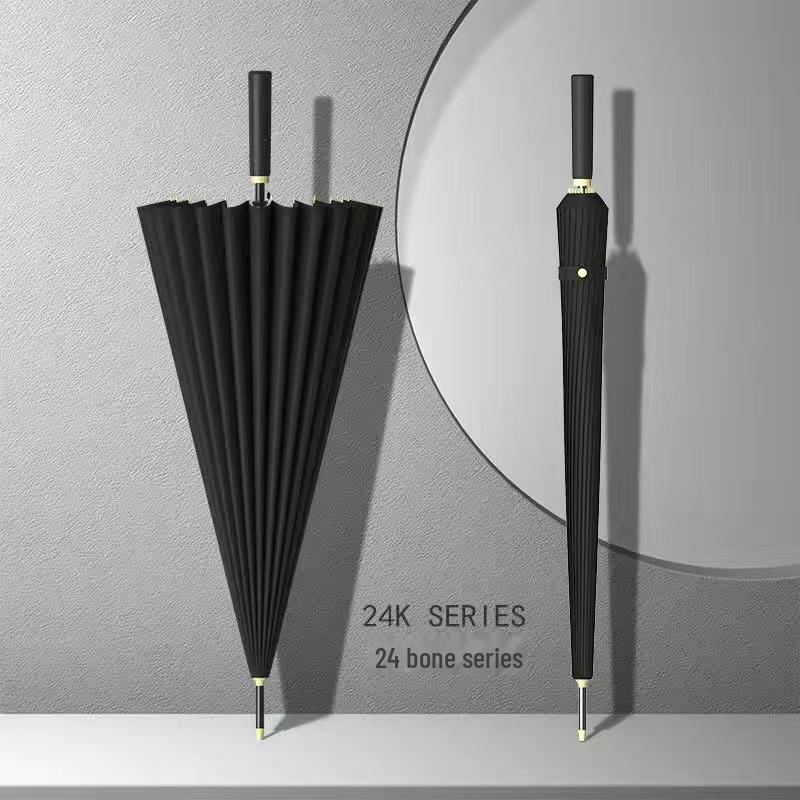 24-Bone Long Handle Umbrella: Large, Double-Reinforced Automatic Business Umbrella