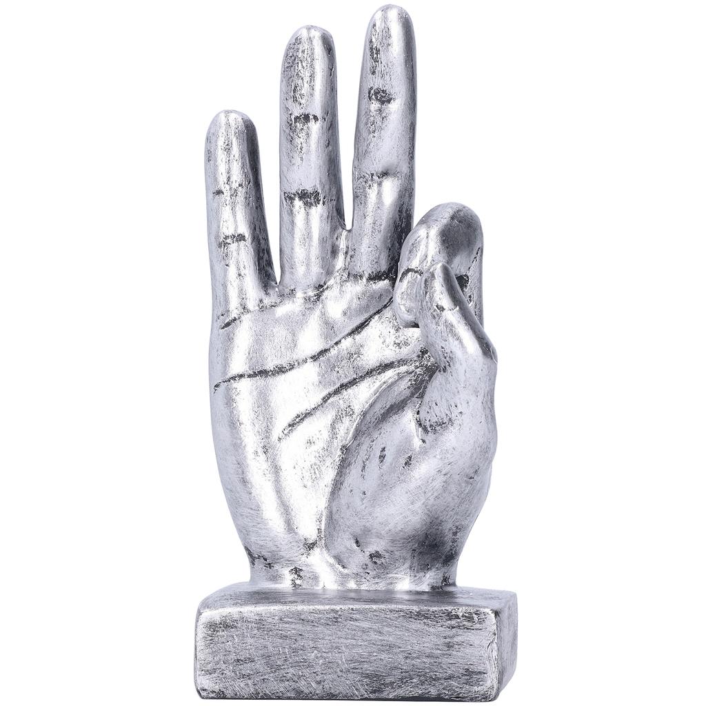 Resin Finger Statue OK Sculpture Desktop Ornaments Home Retro Decoration