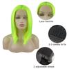 VOCOSTE Heat-Resistant Lace Front Wig, Medium-Long Straight Bob Wig for Girls, 41cm, Fluorescent Green, for Everyday Use