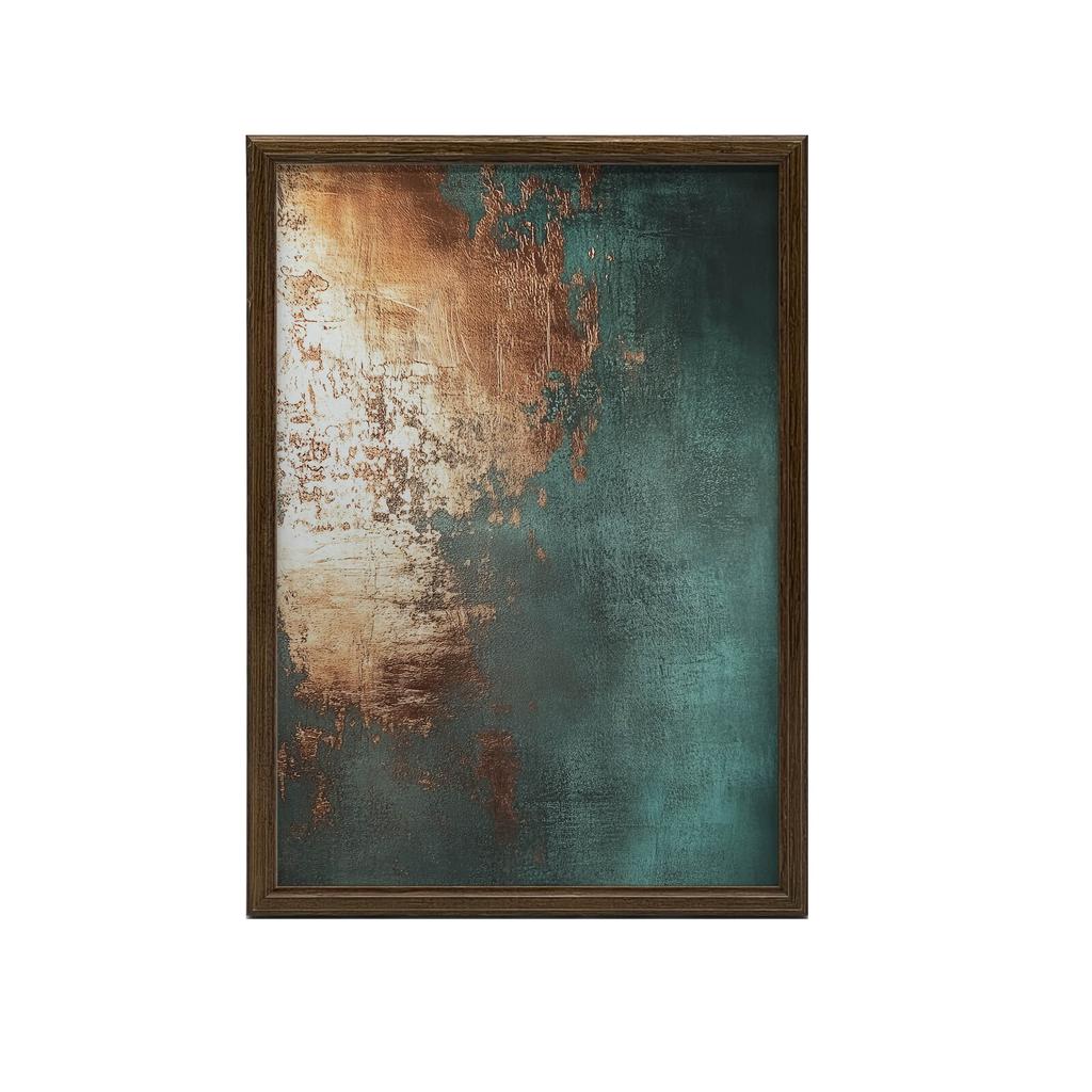 Miedziowy Akcent W Turkusie Miedziowy Akcent W Turkusie, 30X40 Cm, Bez Ramy, Płótno Premium Na Blejtramie