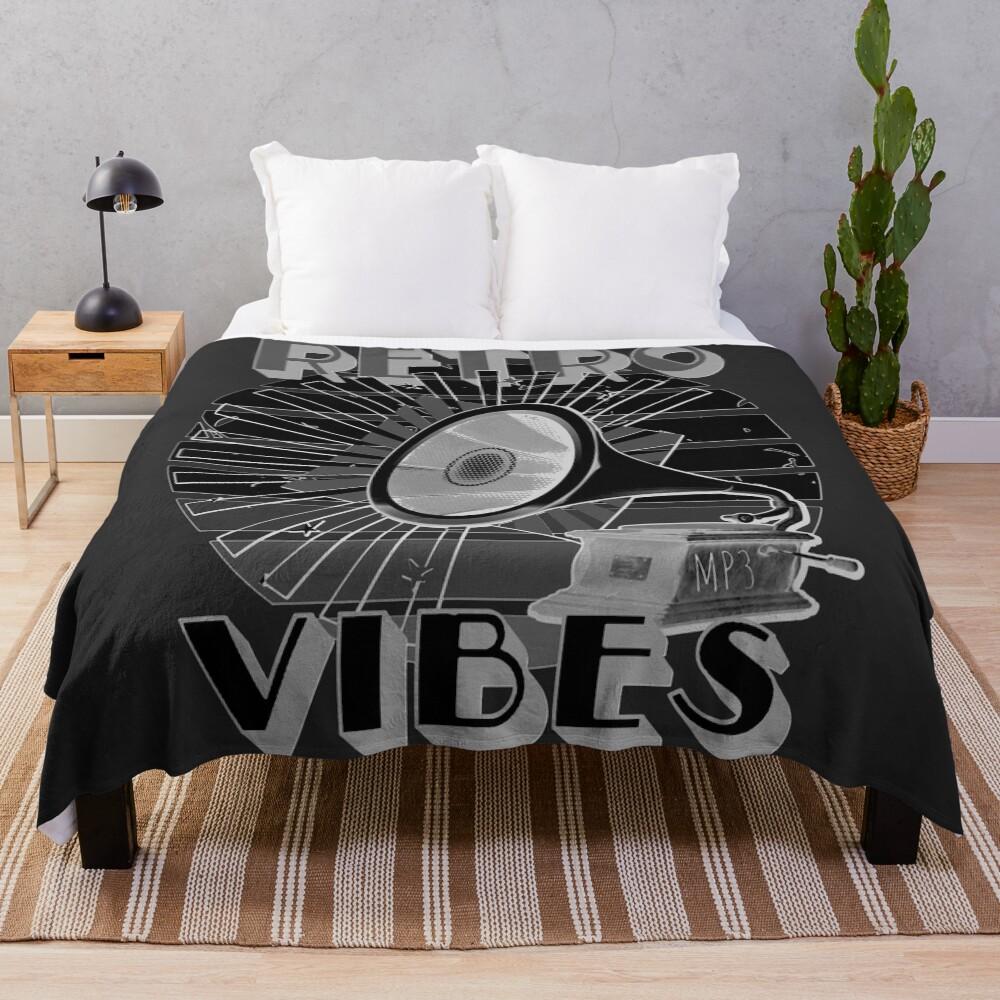Retro silver vibes music gramophone mp3 Throw Blanket