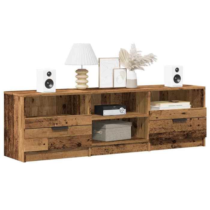vidaXL Meuble TV vieux bois 150x33,5x45 cm bois d'ingénierie, banc TV, meuble hifi, centre de divertissement, buffet TV, 856852