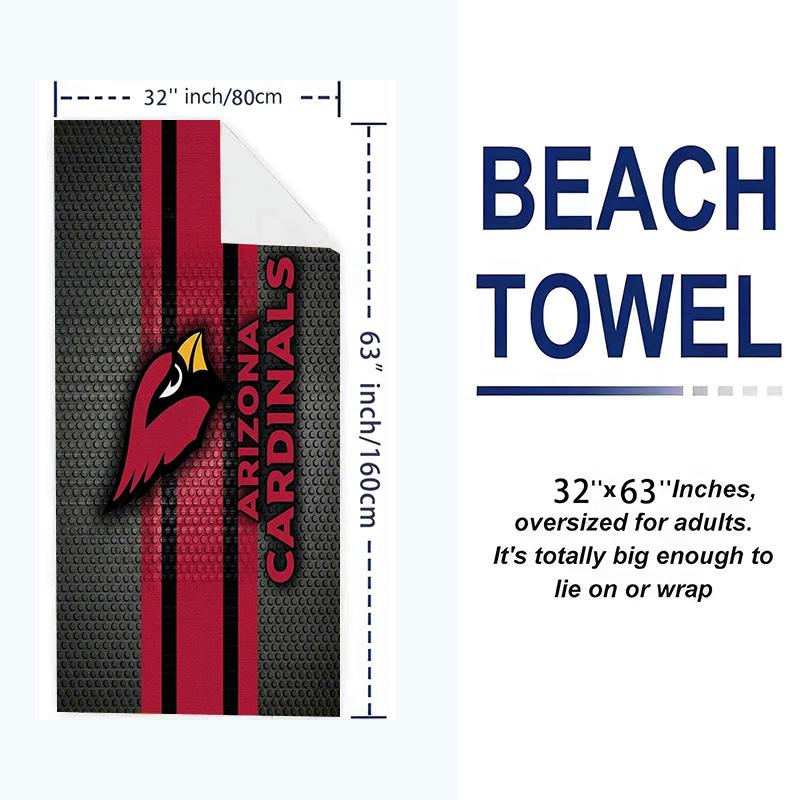 Пляжное полотенце с принтом логотипа Arizona Cardinals, Большое мягкое быстросохнущее полотенце для пляжа, кемпинга, плавания