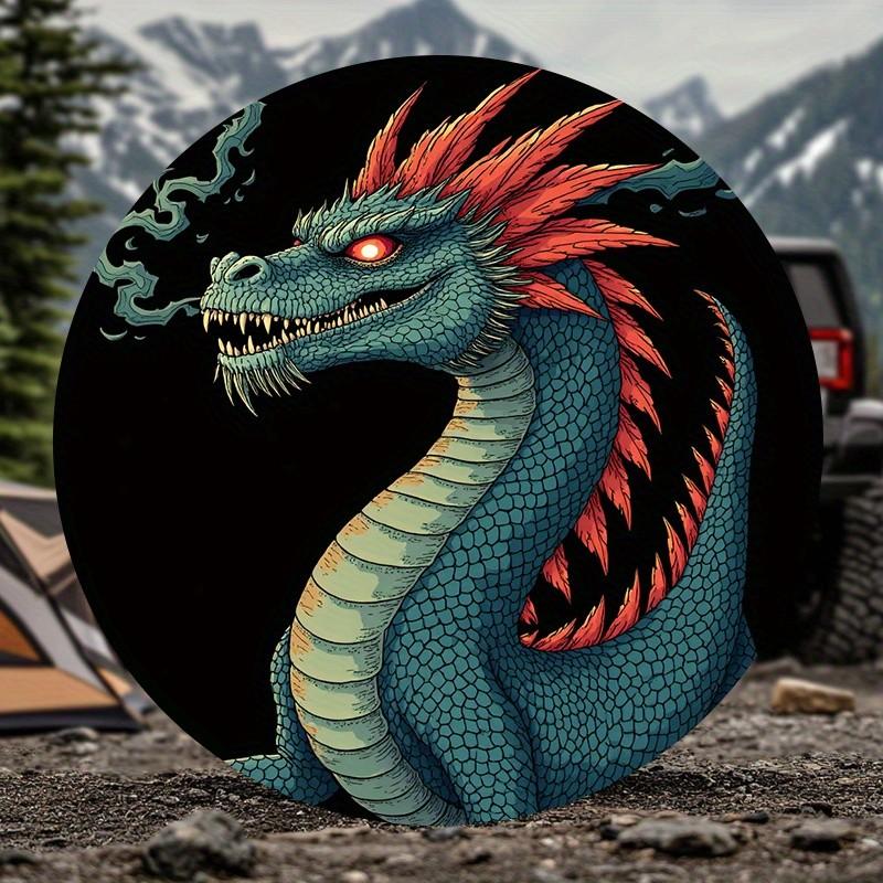 Blue Flame Dragon Tire Cover Magical Hardcore Style Polyester Protector
