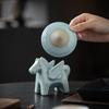 Креативный керамический пони Полностью керамический чайный фильтр Интегрированный Милый знак зодиака Лошадь Ситечко для чая Чайный аксессуар Чайный питомец Украшение Можно хранить