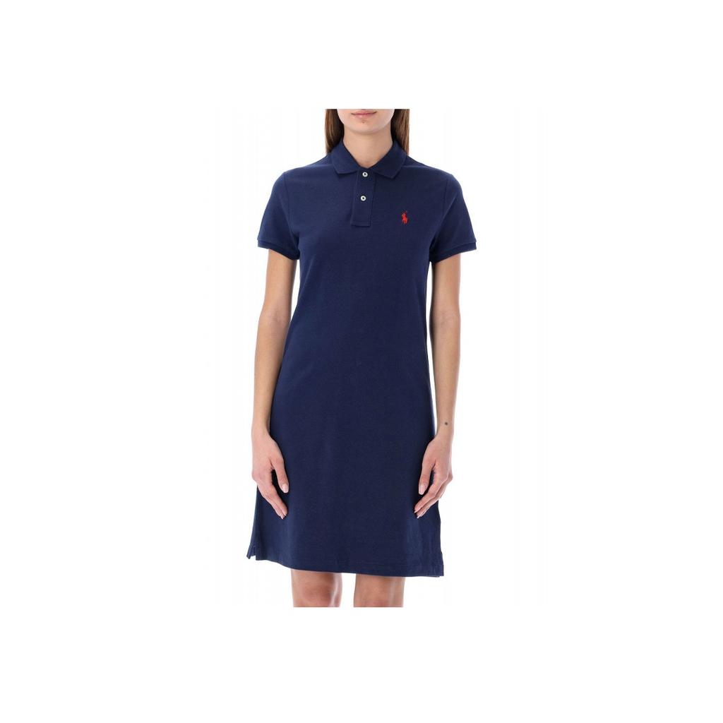Платье-поло Polo Ralph Lauren с коротким рукавом и разрезом по подолу Женские платья Темно-синий 211799490-005