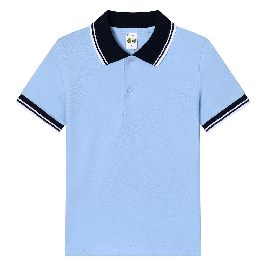 Детская белая хлопковая рубашка-поло с коротким рукавом для школьной формы