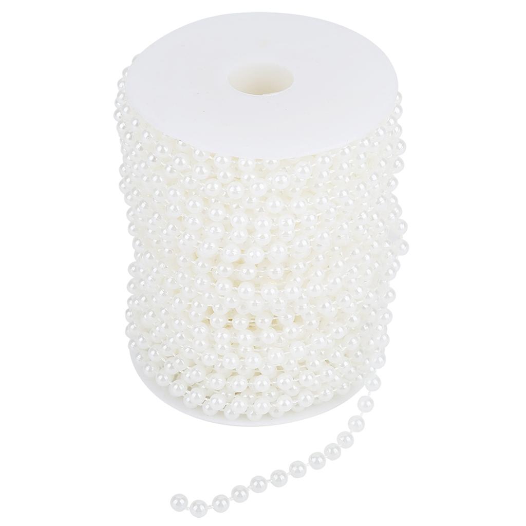 25m Roll Grinding Pearl Wire Beads Garland String DIY Wedding Decoration 6mm(white)