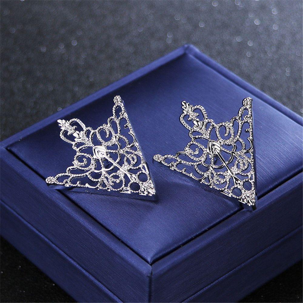 Exquisite Wedding Crown Hollowed Out Clothing Accessories Corner Badge Triangle Pins Brooch