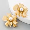 Cool Exaggerated Trendy Simple Earrings Women Creative Stud Big Pearl Fashion Gold