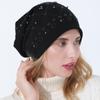 Women's Double-layer Cotton Fabric Hot Stamping Beaded Pullover Hat for Autumn Winter Fashion Versatile Warm Confinement Hat