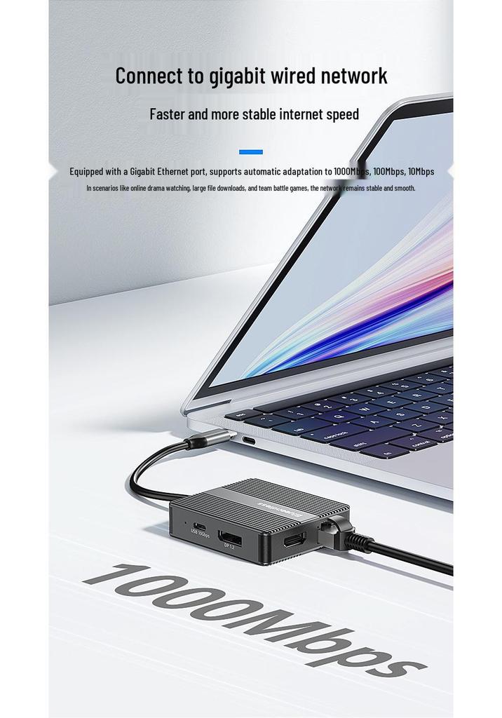Dual HDMI Triple Monitor Dock with 4K60Hz, Gigabit Ethernet, and USB 3.2 Splitter for Laptop Expansion