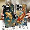 Чехол для телефона с покрытием «Золотой карп и счастливый кой» для iPhone 16 17 Pro Max Air 16E 14 15 Plus 12 13 Mini, противоударный чехол с подушкой безопасности