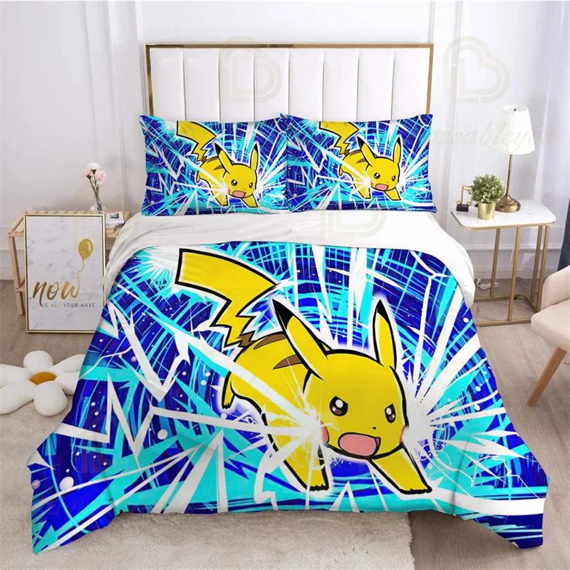 Mewtwo Bedding Set 3pcs EU AU US King Kids Duvet Cover Quilt Pillowcase Double Size Bedroom Bed Linen Decoration